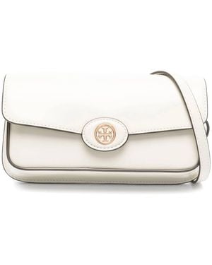 Tory Burch Witte Kalfsleer Schoudertas Met Flap - Naturel
