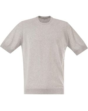 PT Torino Cotton Knit T Shirt With Ribbed Finishes - Grey