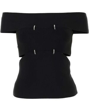 McQueen Off-Shoulder Sliced Mini Top - Black
