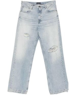 Haikure Wide Leg Jeans With A Distressed Finish - Blue