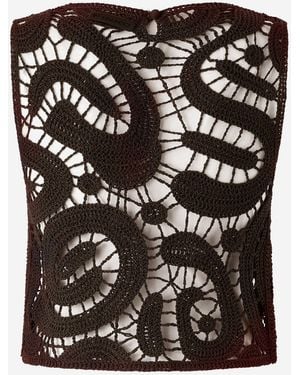 Pinko Geometric Crochet Top - Black
