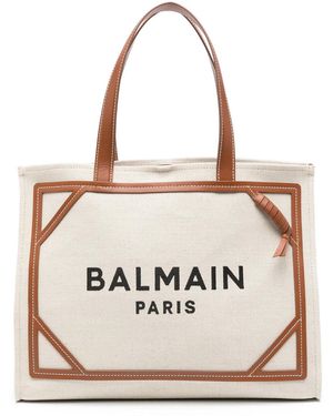 Balmain B Armee Einkaufstasche mit Druck - Weiß