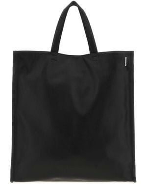 Jil Sander Leather Light Shopping Bag - Black