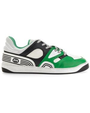 Gucci Basket Panelled Trainers - Green
