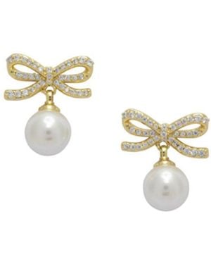 Self-Portrait Earrings With Pearl And Crystals - White