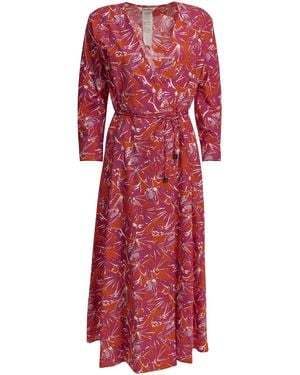Max Mara Floral A Line Midi Dress - Red
