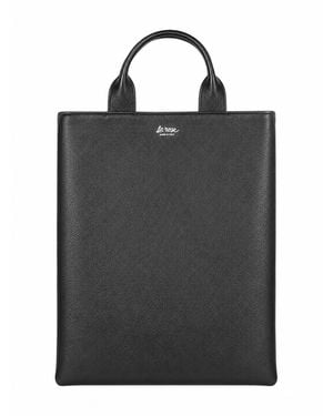 LA ROSE Leather Shopping Bag - Black