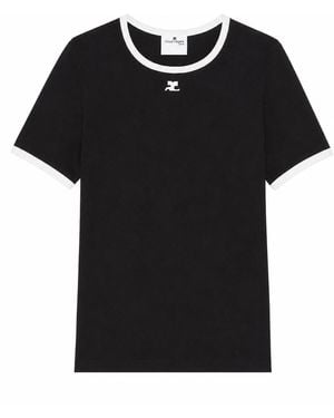 Courreges Cotton Jersey T Shirt - Black