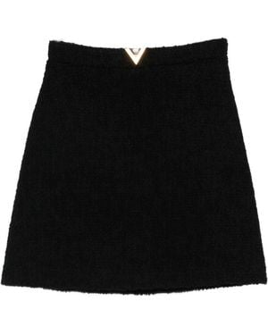 Valentino Vlogo Signature Wool Skirt - Black