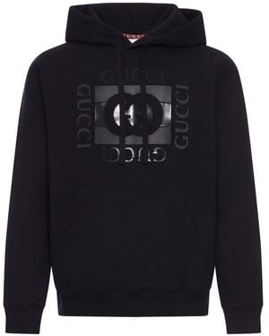 Gucci Cotton Jersey Hoodie With Print - Blue