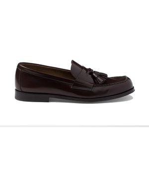 Prada Verbrande Lederen Loafers - Zwart