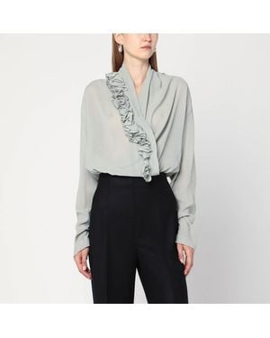 Alberta Ferretti Ice-Colored Shirt With Floral Detail - Gray
