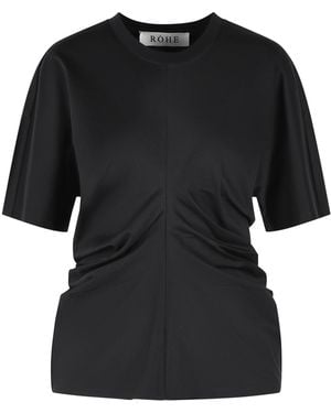 Rohe Drapiertes T-Shirt aus schwarzer Baumwollmischung