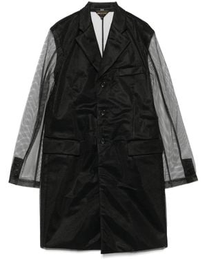 Comme des Garçons Mantel mit Mesh-Overlay - Schwarz