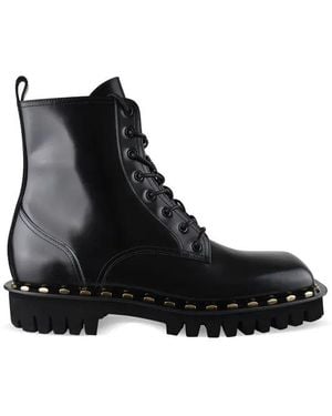 Balmain Patent Leather Ankle Boots With Studs - Black