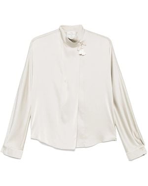 forte_forte Silk Blend Long-Sleeved Shirt With Tassel Detail - White