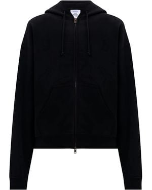 Vetements Logo Fitted Zip Up Hoodie - Black
