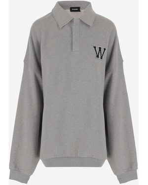 we11done WE11 DURDE COTTON SWEATSHIRT mit Logo - Grau