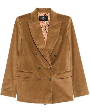 Etro Double-Breasted Velvet Jacket - Brown