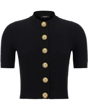 Balmain Kurzärmelige Strickjacke - Schwarz