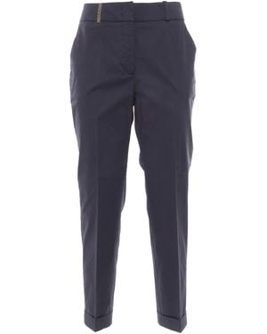 Peserico Tailored Trousers With Mid-Rise Waist - Blue