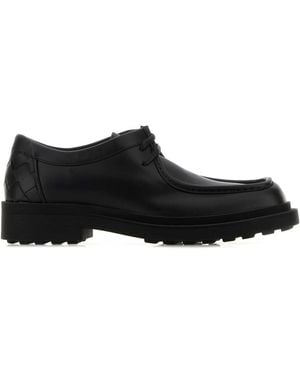 Bottega Veneta Leather Ben Lace Up Shoes - Black