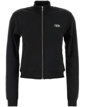 DIESEL Logo Mock Collar Sweatshirt - Black
