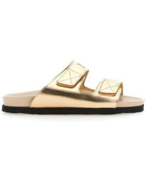Palm Angels Sandal With Logo - Metallic