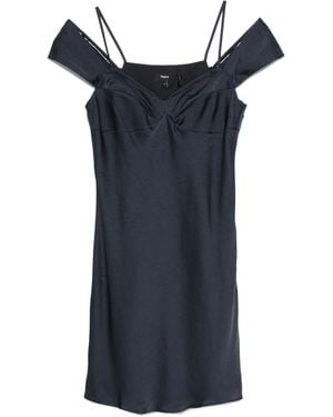 Theory Off-Shoulder Midi-Jurk - Blauw