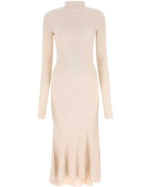 Balenciaga Sand Silk Blend Dress - Natural