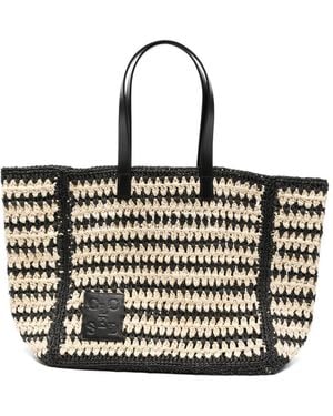 Closed Straw Tote Bag - White