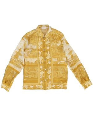 Versace Formeel Overhemd Twill Seta The Grotto Gold Kids - Geel