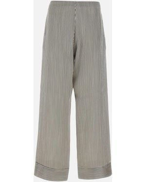 Fabiana Filippi Silk Viscose Gestreepte Broek - Grijs