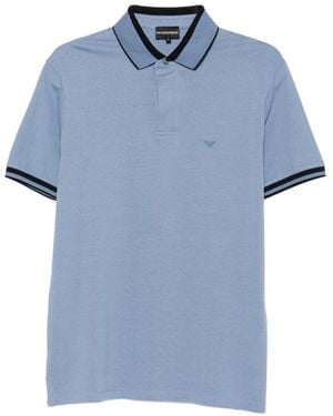 Emporio Armani Logo Cotton Polo Shirt - Blue