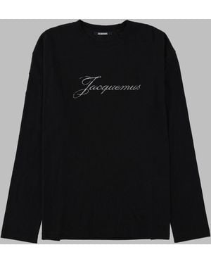 Jacquemus T-Shirt A Maniche Lunghe Con Logo - Black
