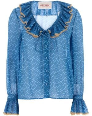 Valentino Garavani Printed Silk Blouse - Blue