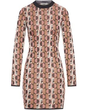 Fendi Printed Midi Dress - Pink