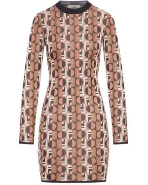 Fendi Printed Midi Dress - Pink