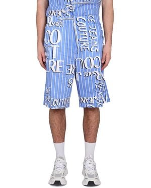 Versace Jeans Couture Couture Logo Printed Bermuda Shorts - Blue