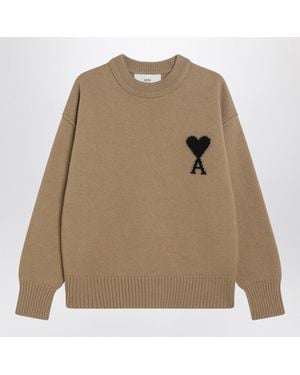 Ami Paris Camel Ami De Coeur Jumper - Natural