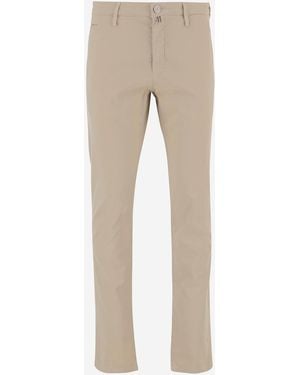 Jacob Cohen Stretch Cotton Blend Trousers - Natural