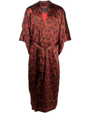 OZWALD BOATENG Printed Silk Long Kimono - Red