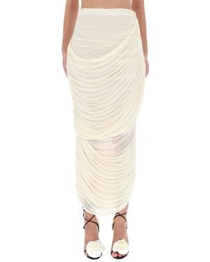 Magda Butrym Draped Midi Skirt With Silhouette - Natural