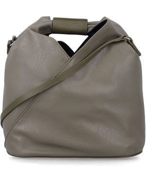 MM6 by Maison Margiela Top Handle Bucket Bag With Shoulder Strap - Grey