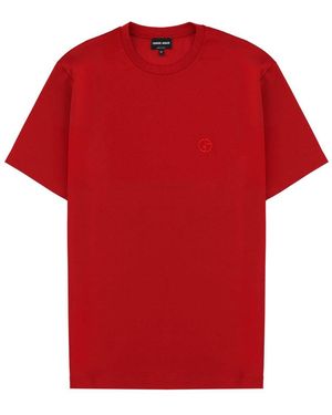 Giorgio Armani Logo Crew Neck T-Shirt - Red