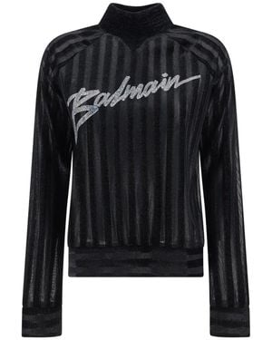 Balmain High Neck -Logo -Pullover - Schwarz