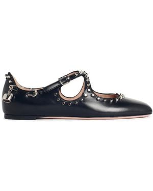Bally 'rina' Black Lear Ballet Flats mit Stollen - Weiß