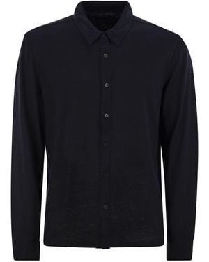 Majestic Maglietta Camicia A Maniche Lunghe - Blu