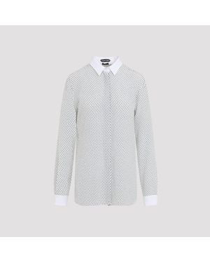 Tom Ford Multi Argyle Printed Silk Shirt - Blanco