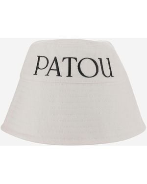 Patou Cotton Bucket Hat With Logo - White